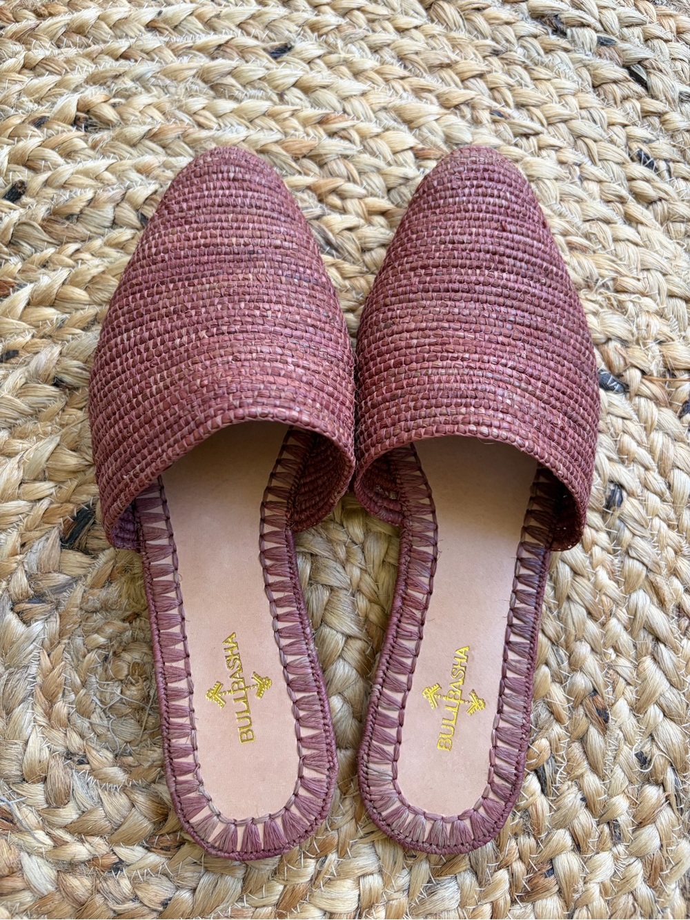 Bulibasha Babouche Mule Slip On Slide 40 EU 9-9.5 US Handwoven Red Brown NWOT - Picture 7 of 12